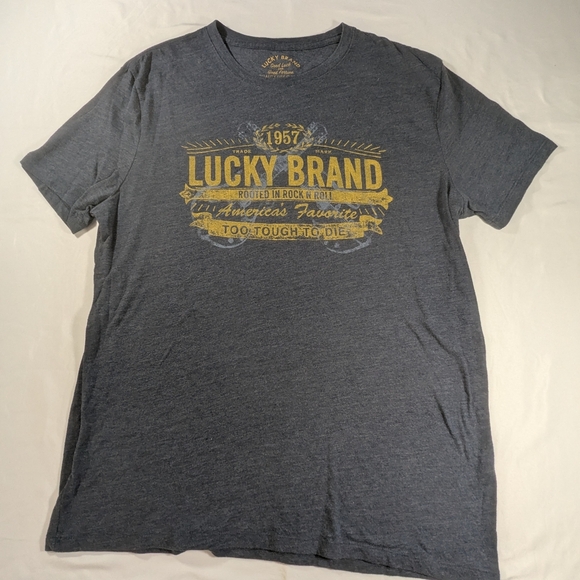 Lucky Brand Rooted in Rock n Roll Men's Gray Graphic T-Shirt Size Large - Picture 1 of 7